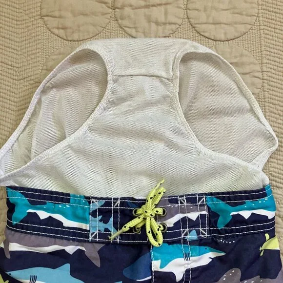 Boys Sz. 6/7 Shark Swim Trunks (Trunks, Carter's, Op) & New Eddie Bauer Swim Top - Picture 7 of 16